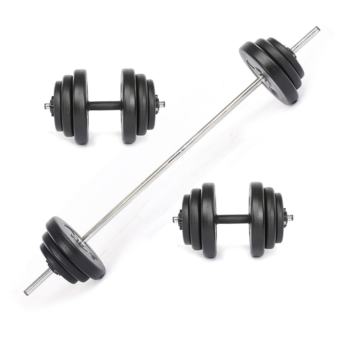 ATLETIS - Set de Mancuernas y Barra 40,8 Kg 2 en 1 Negro