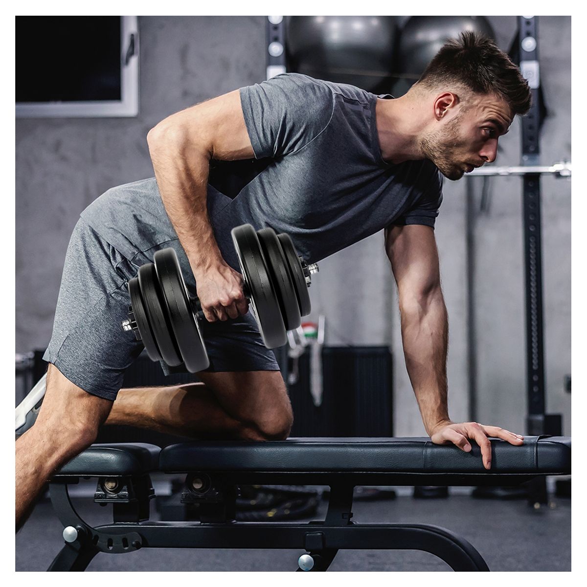 ATLETIS - Set de Mancuernas y Barra 40,8 Kg 2 en 1 Negro