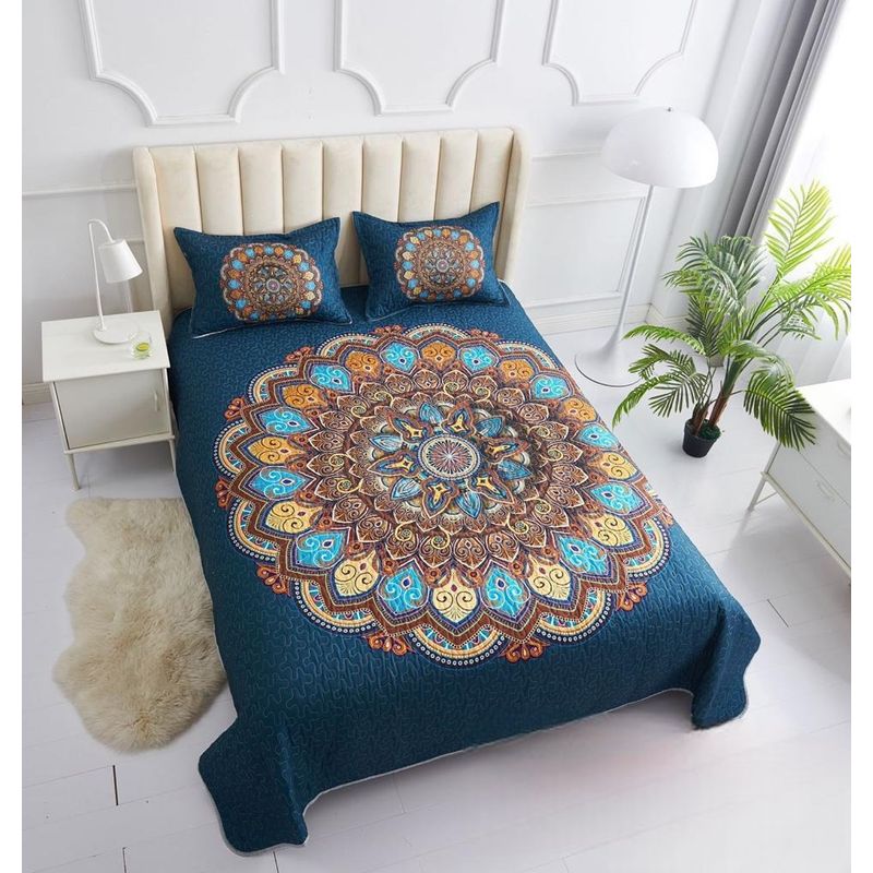 GENERICO - Cubrecama Quilt 2 Plazas De Verano Diseño Mandala