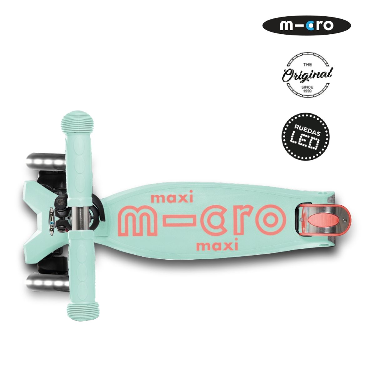 MICRO - Scooter Micro Maxi Deluxe LED Menta, Niños 5 a 12 años