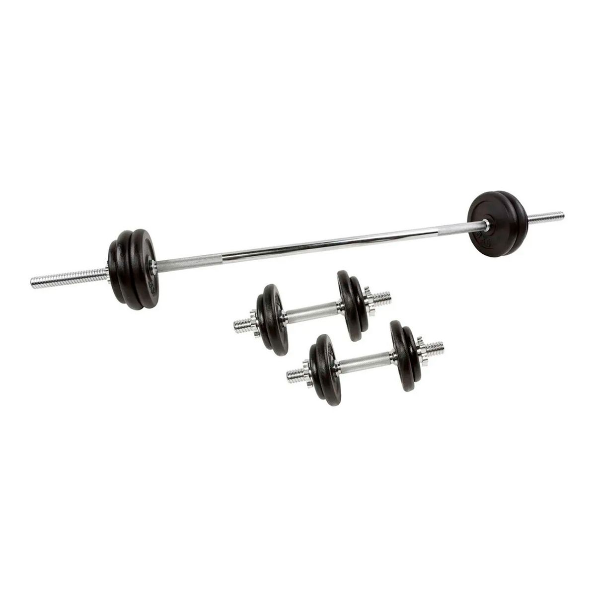 ATLETIS - SET BARRA CON MANCUERNAS DE METAL 50 KG