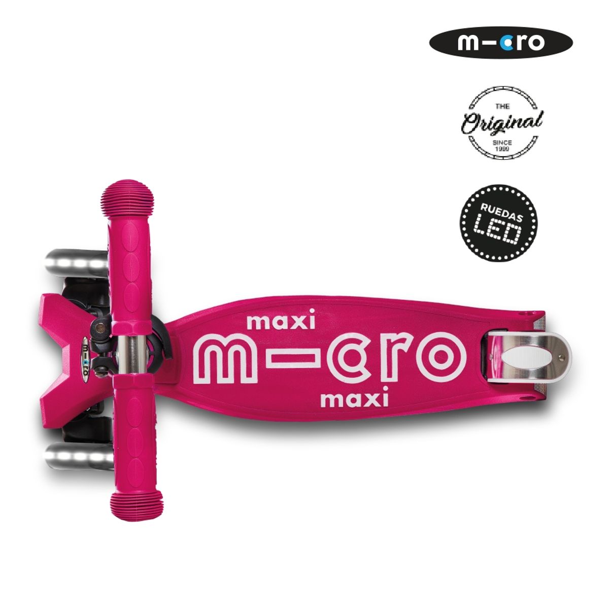 MICRO - Scooter Micro Maxi Deluxe LED Rosado, Niños 5 a 12 años