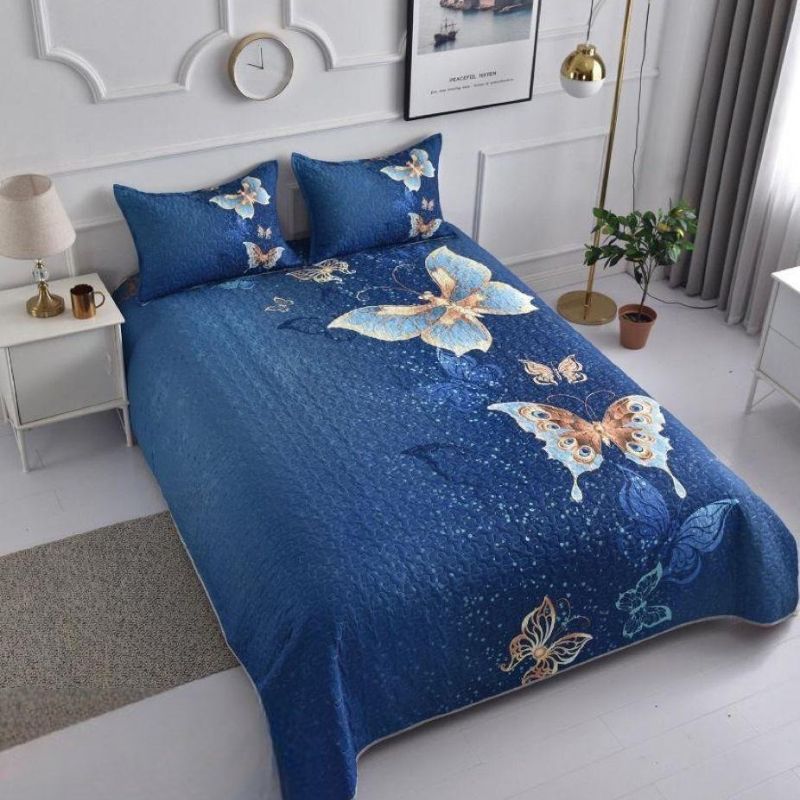 GENERICO - Cubrecama Quilt 2 Plazas De Verano  Diseño Mariposa Azul