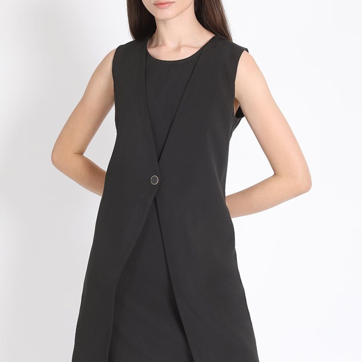 LIOLA - Vestido Corto Chaqueta Sobrepuesta, Negro Liola