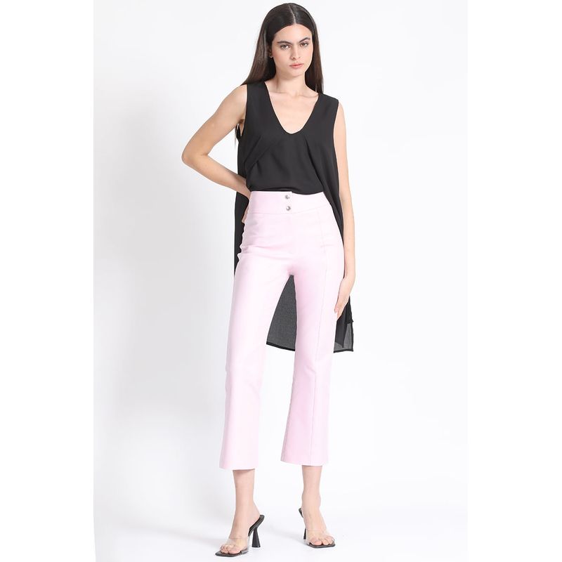 LIOLA - Pantalon Crop Mini Flare Gabardina Falla Rosa Liola