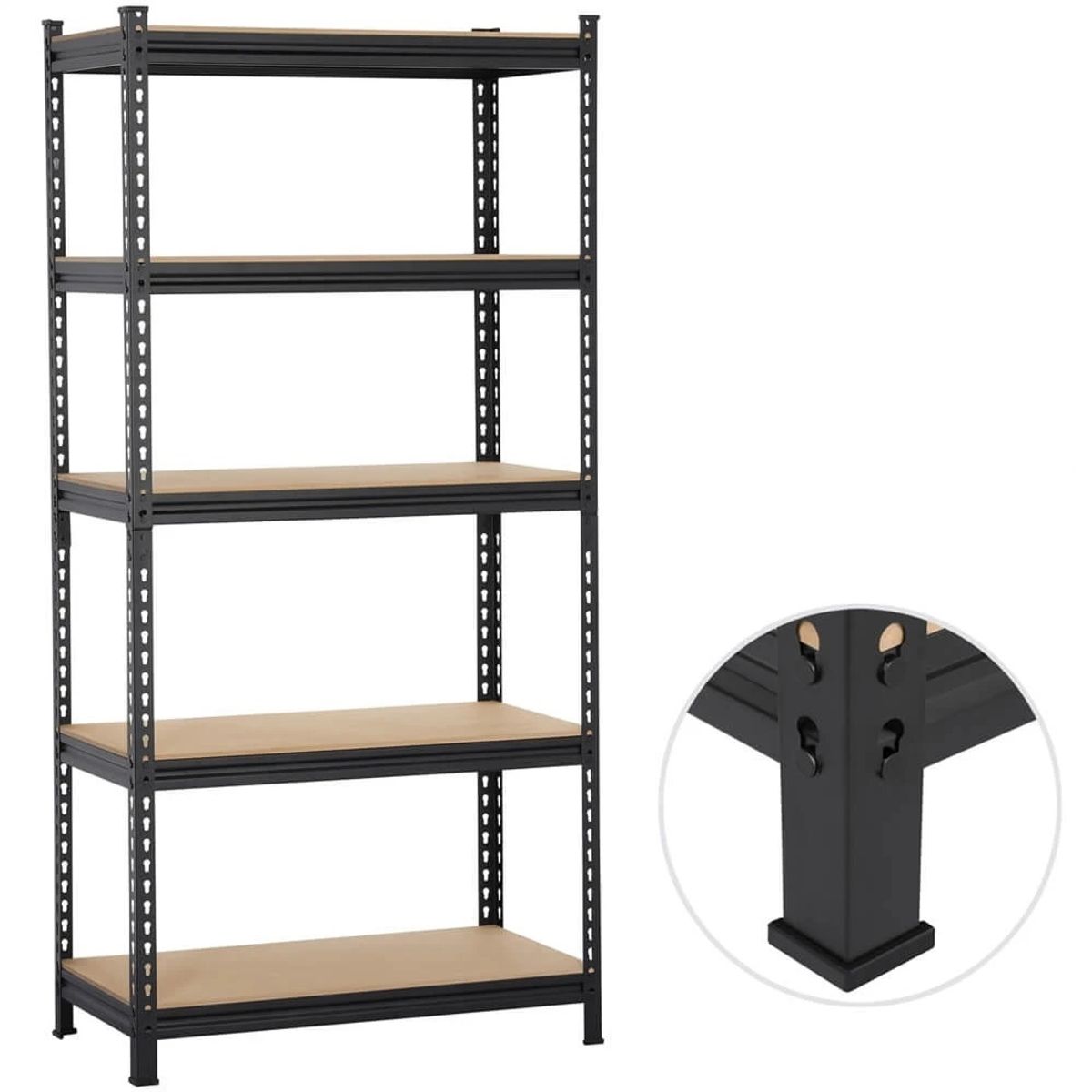 ACTUAL - Repisa Estante Metálico 180x90x40 Negro Capacidad 875 kg x 5 Repisas