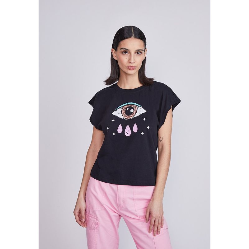 SIOUX - Polera Mujer Print Ojo Negro Sioux