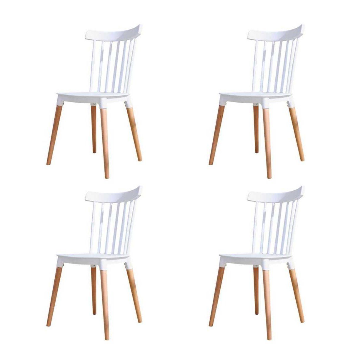 GENERICO - Silla plástica madera creta Blanca 4 unidades Bighouse