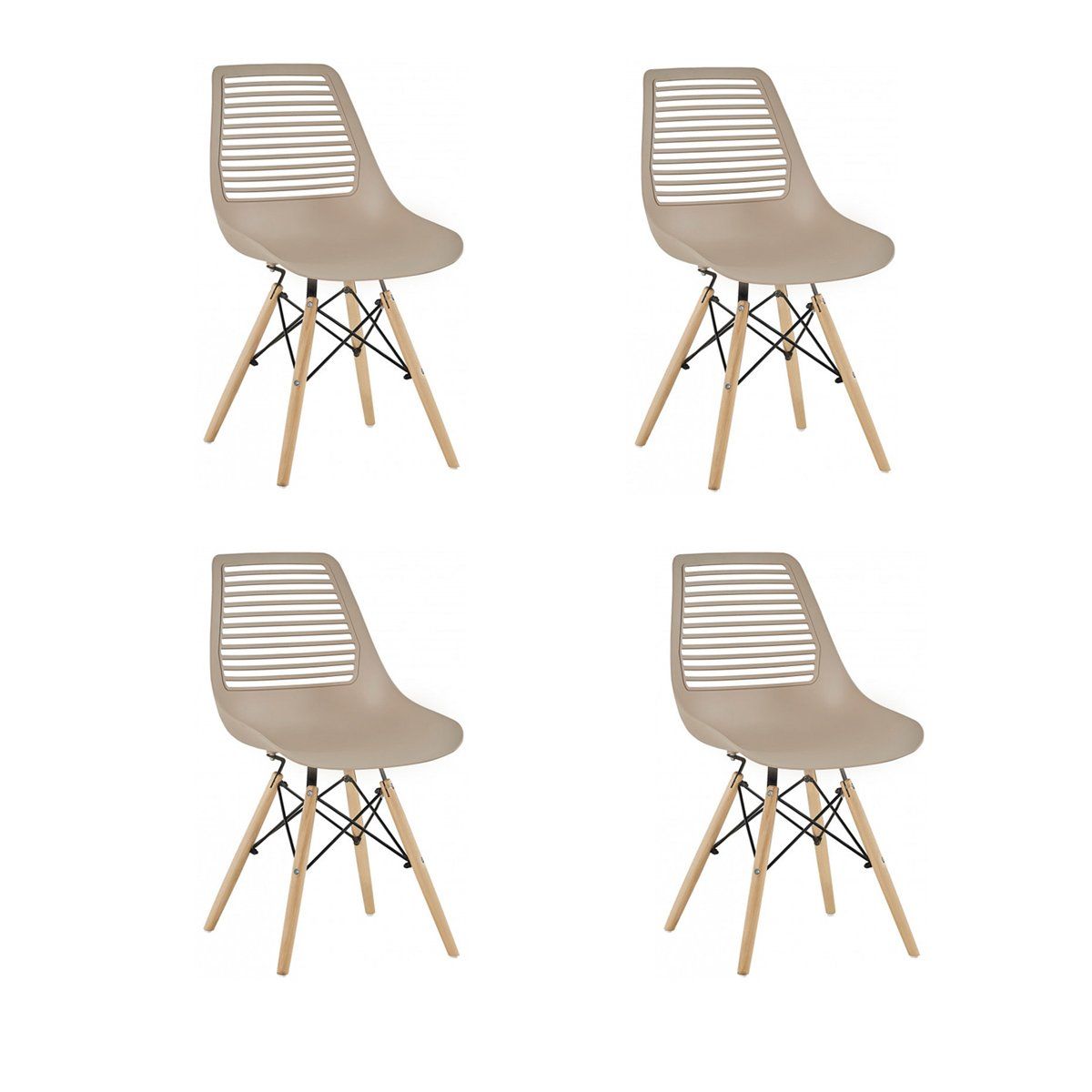 GENERICO - Silla plástica Camila Beige 4 unidades Bighouse