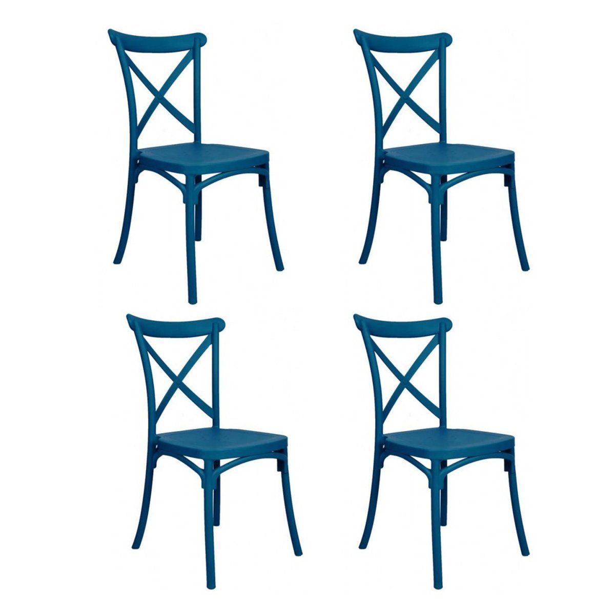 GENERICO - Silla plástica Cross Back azul 4 unidades Bighouse