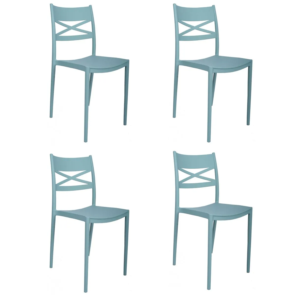 GENERICO - Silla plástica Emmy verde 4 unidades Bighouse