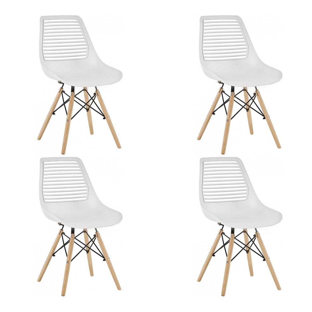 GENERICO - Silla plástica Camila blanca 4 unidades Bighouse