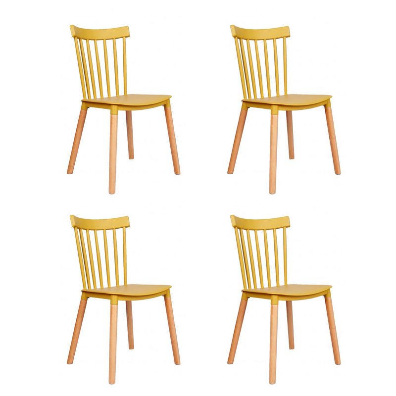 GENERICO - Silla plástica madera Creta amarilla 4 unidades Bighouse