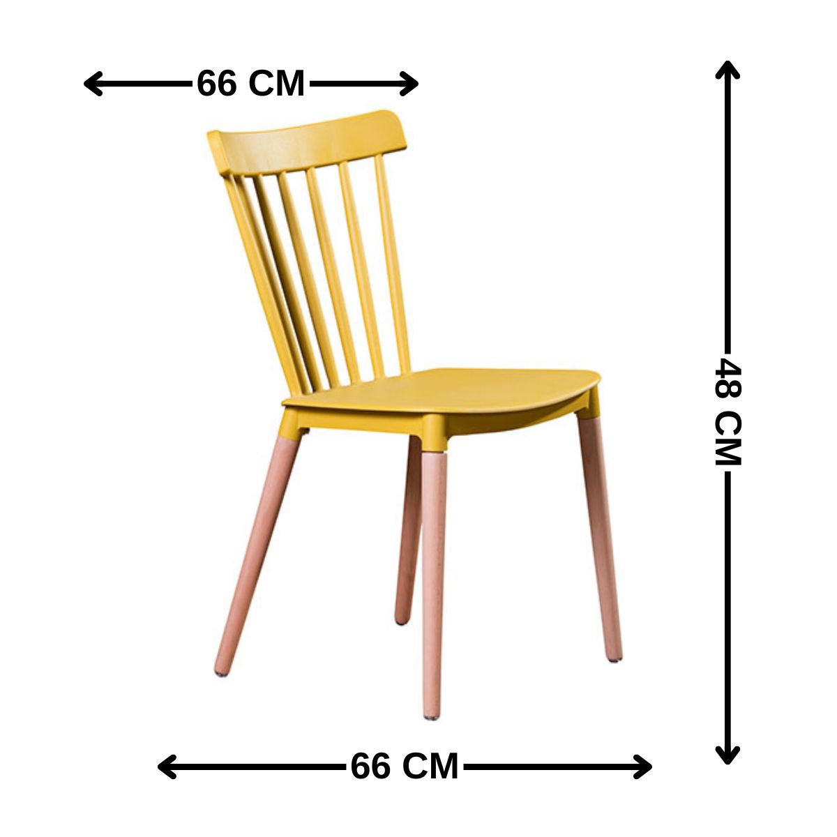 GENERICO - Silla plástica madera Creta amarilla 4 unidades Bighouse