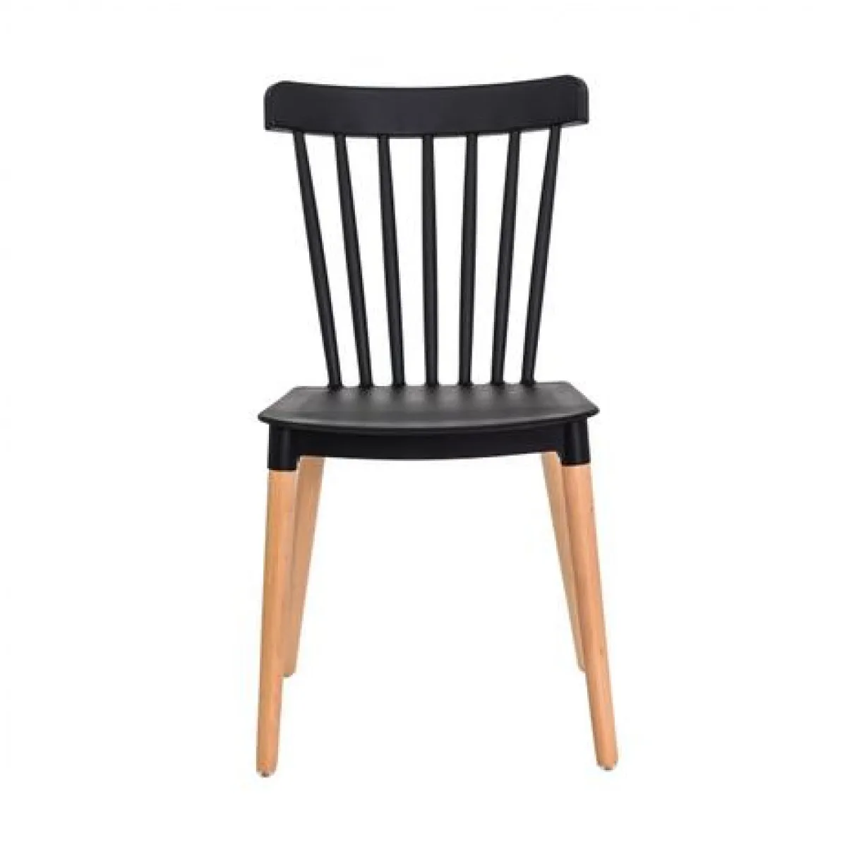 GENERICO - Silla plástica madera creta negra 4 unidades Bighouse