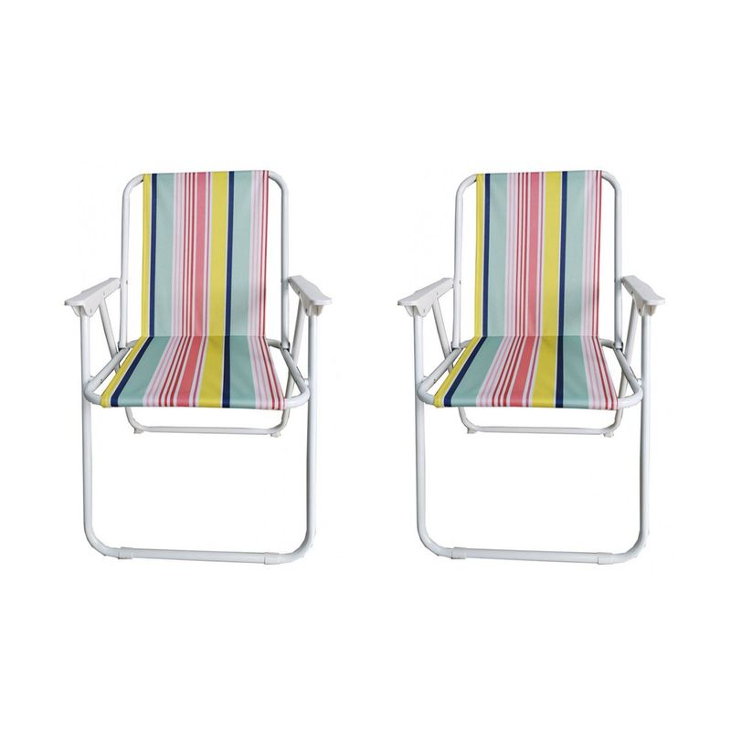 GENERICO - Silla plegable camping Amarilla Rosa 2 unidades Bighouse