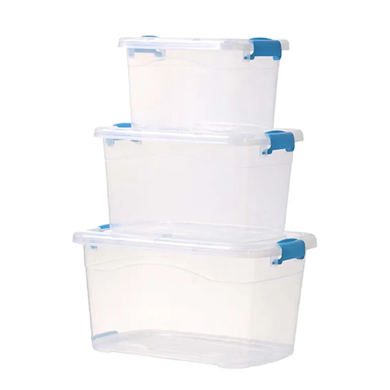 Set De 3 Cajas de Almacenamiento de Plastico Con Tapas