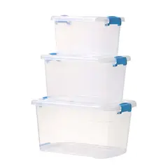 CRUSEC - Set De 3 Cajas de Almacenamiento de Plastico Con Tapas