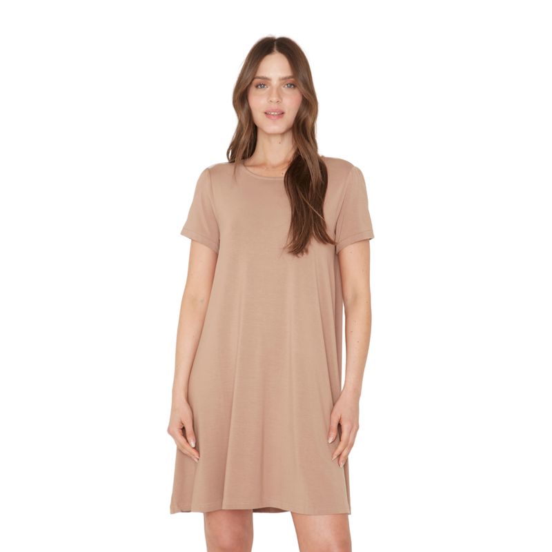JACINTA TIENDA - Vestido Bianca manga corta II café Jacinta Tienda
