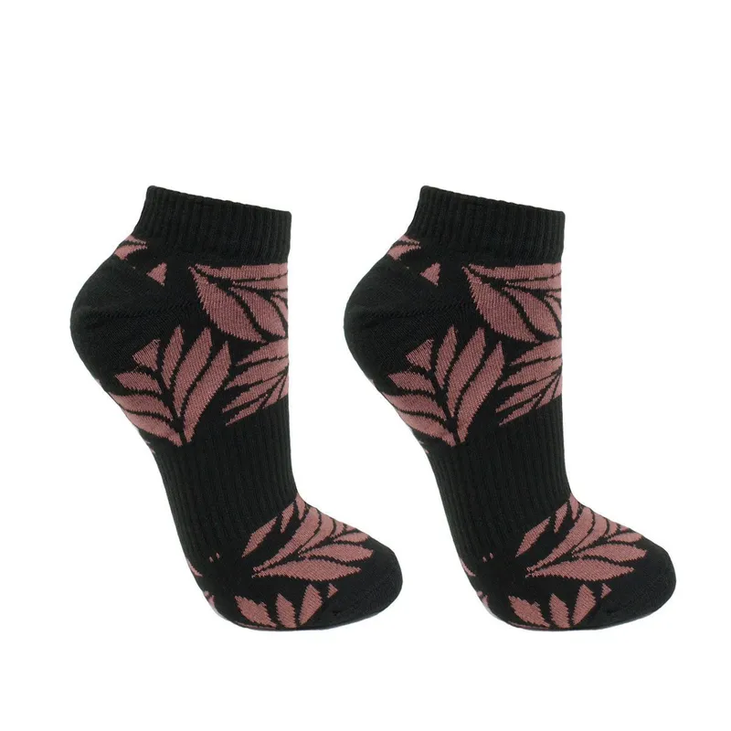 PERUGGI - 2 Pares Calcetin Bamboo + Coolmax Diseño Hojas Negro