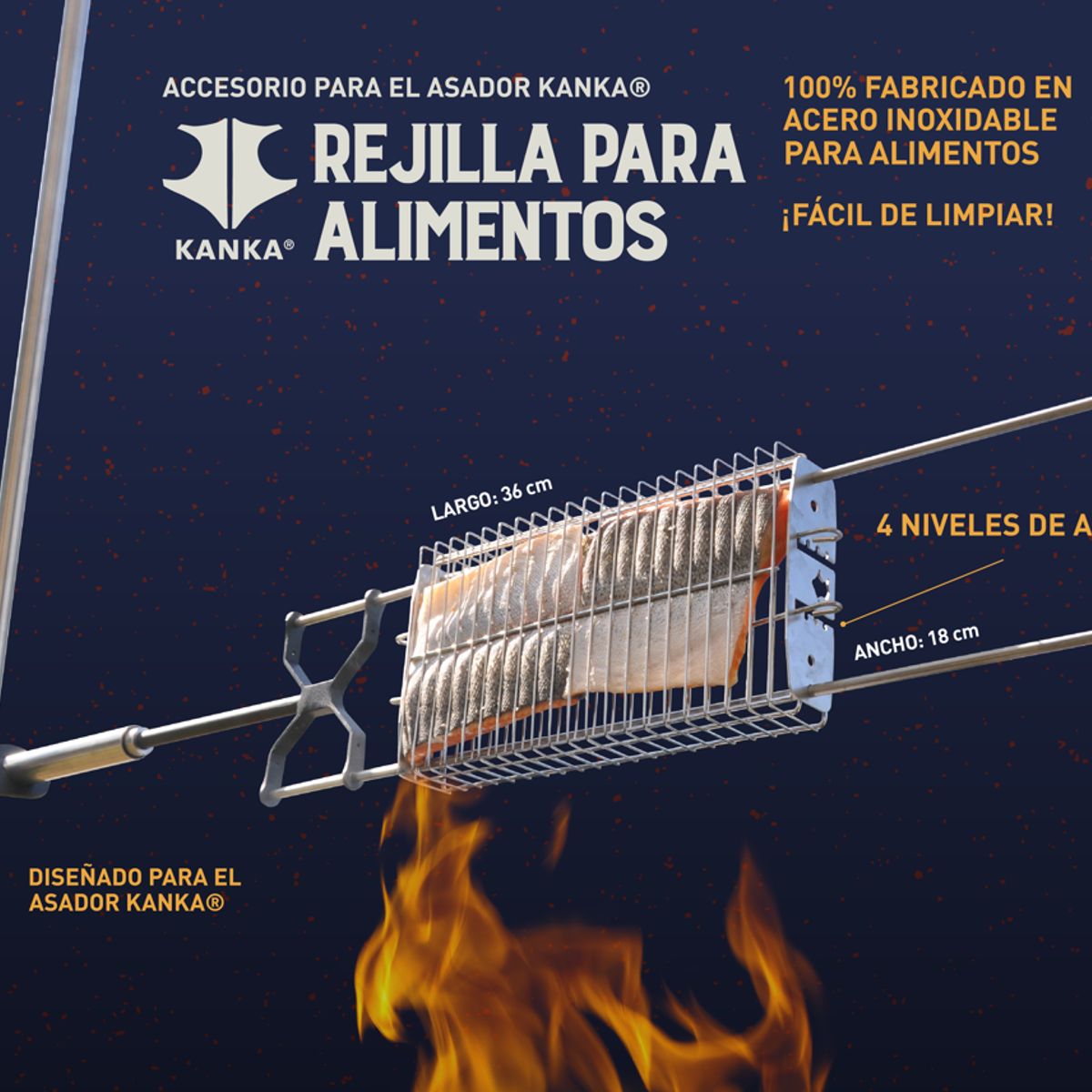 KANKA - KANKA - Rejilla o Canasta de Acero Inoxidable Para Asar Alimentos