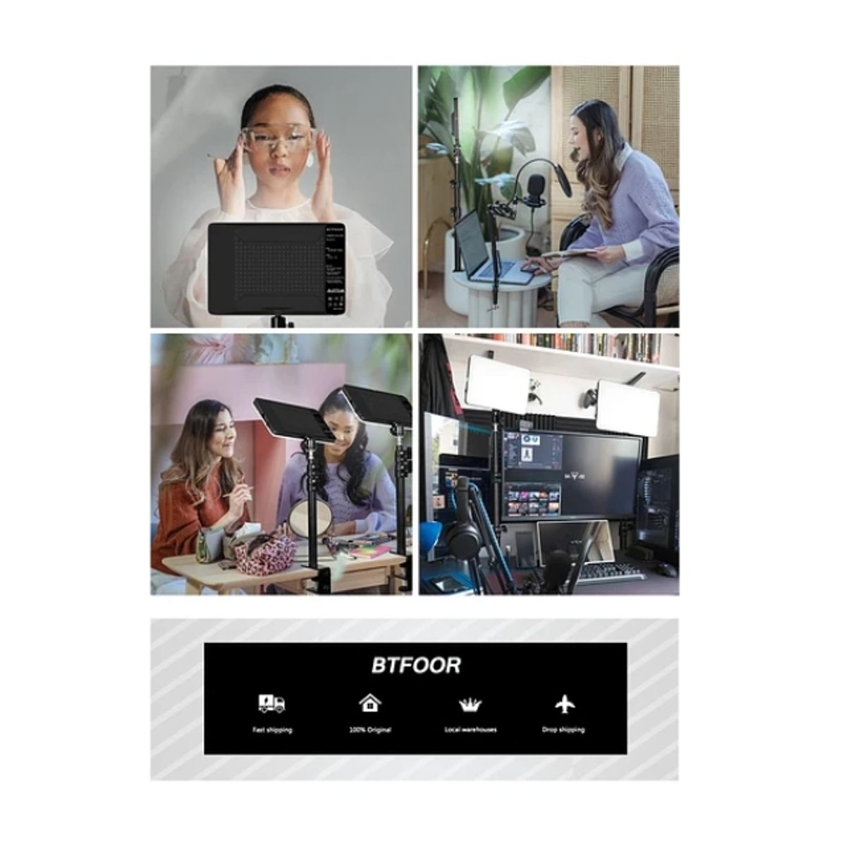 GENERICO - Aro Cuadrado de Luz Led Fotografía 26 Cm + Trípode Ajustable