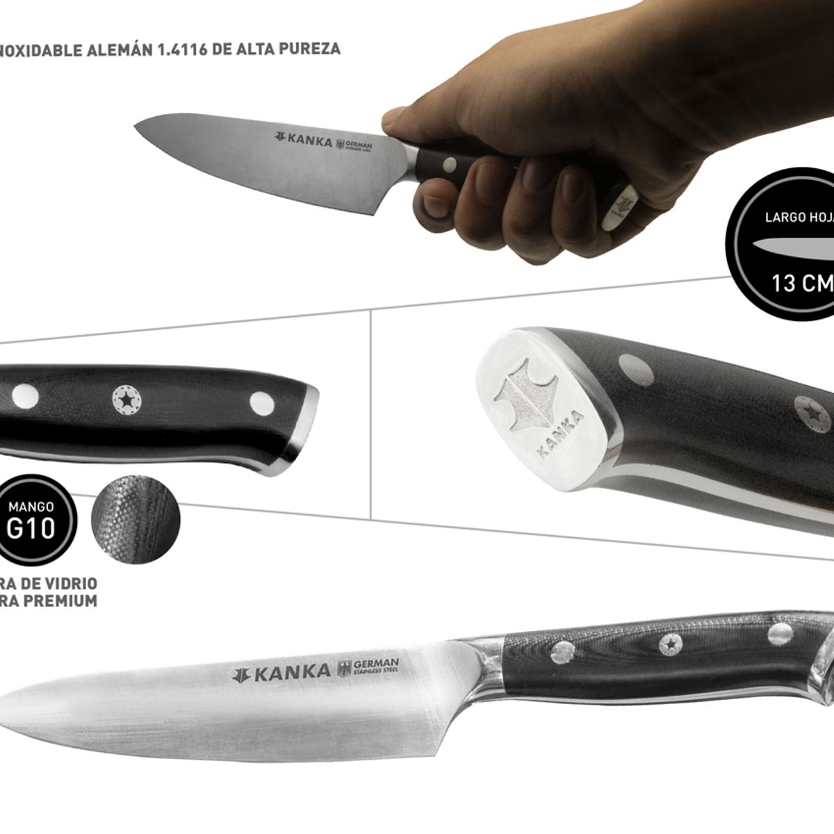 KANKA - KANKA - Cuchillo Multiuso 13cm Acero Inoxidable Alemán Mango G10