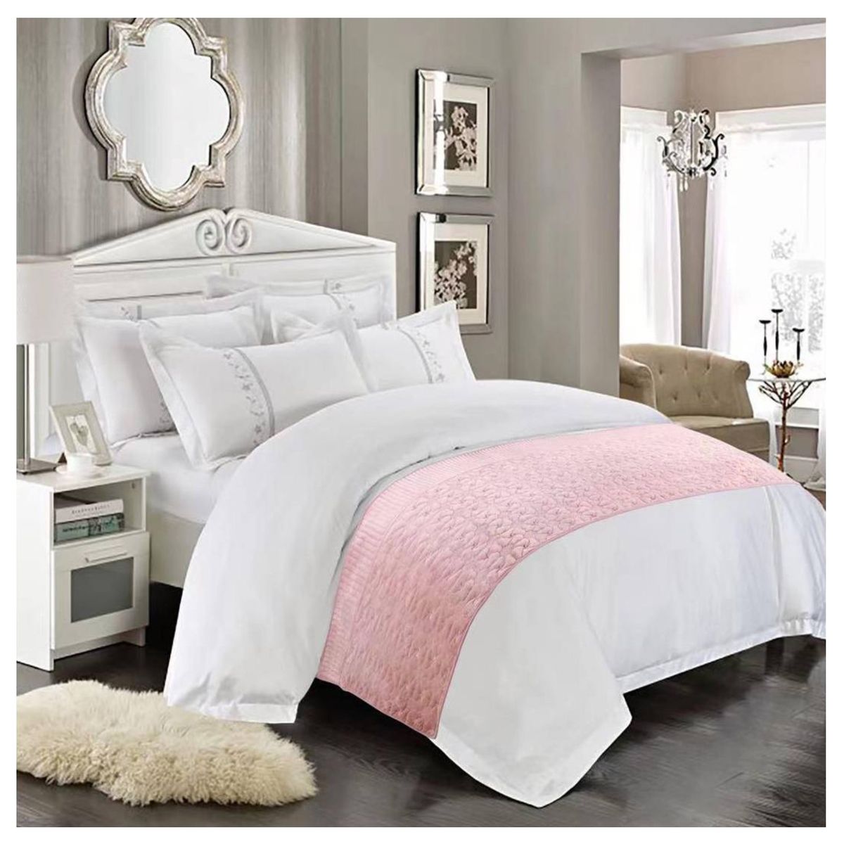 COMPRAPO - Piecera REVERSIBLE Rosa Pastel Piel Sintética King o 2 Pzas. 210x95 Cm