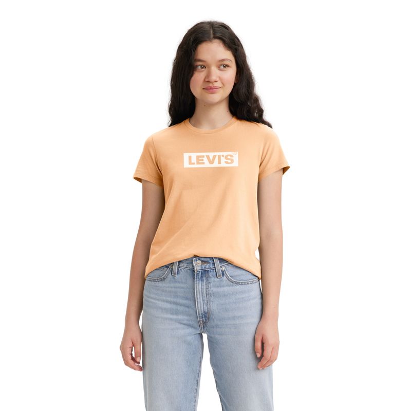 LEVIS - Polera Mujer Manga Corta Box Tab Naranja Levis