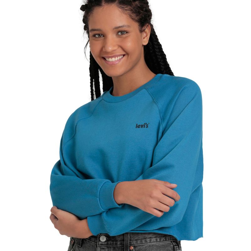 LEVIS - Polerón Mujer Regular Fit Logo Mini Porter Azul Levis