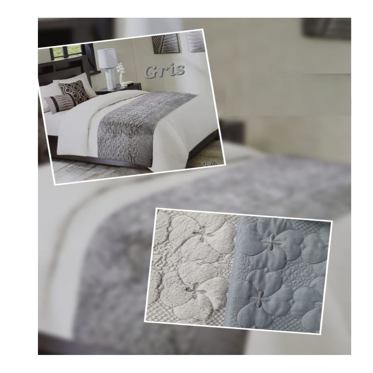 GENERICO - Piecera REVERSIBLE Gris Perla Piel Sintética King o 2 Pzas. 210x95 Cm