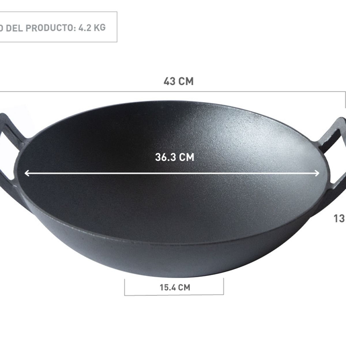 KANKA - KANKA - Wok Disco de 36cm Hierro Fundido Premium Base Plana