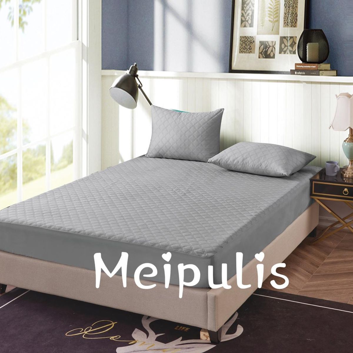 GENERICO - Cubrecolchon Impermeable Plaza y Media Gris