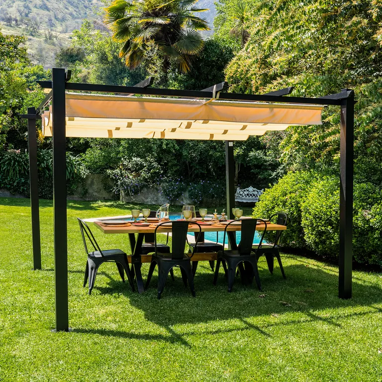 Pergola Retractil Tipo Romana Gazebo Toldo 3x3 Mts