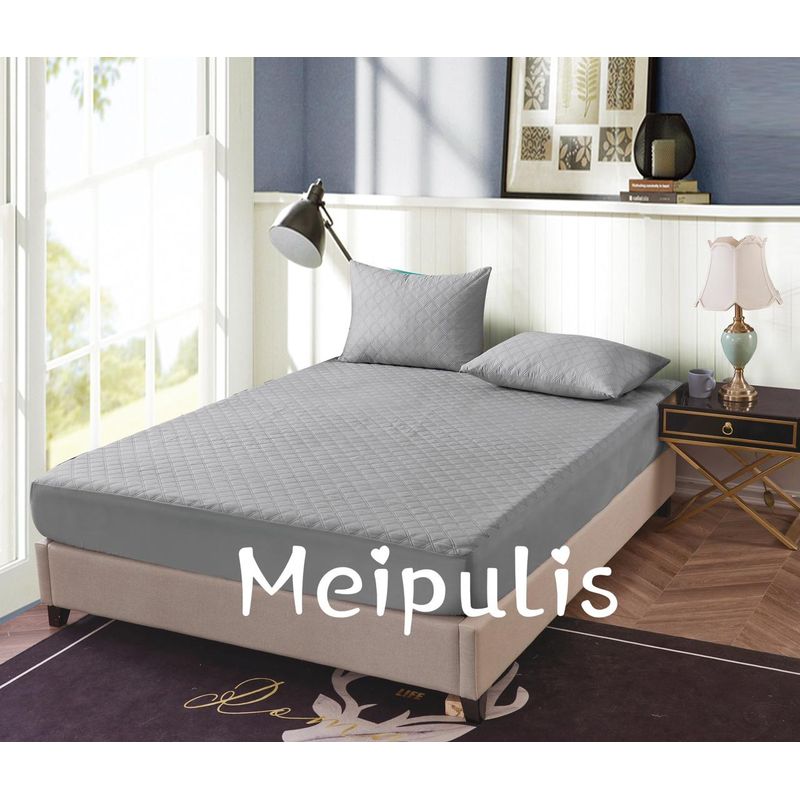GENERICO - Cubrecolchon Impermeable 2 Plazas Gris