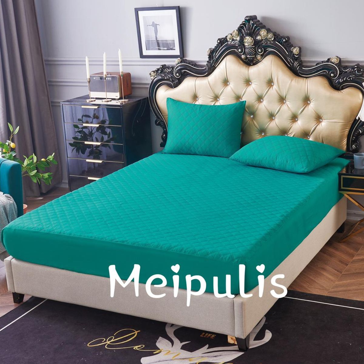 GENERICO - Cubrecolchon Impermeable 2 Plazas Turquesa