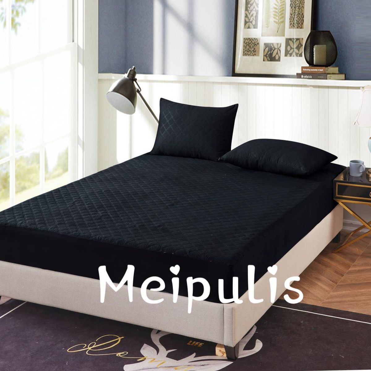 GENERICO - Cubrecolchon Impermeable King Negro