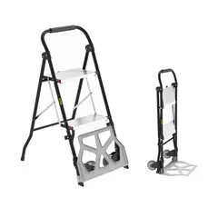 CASATUA - Escalera Plegable 2 Peldaños y Carro de Carga Yegua 2 en 1