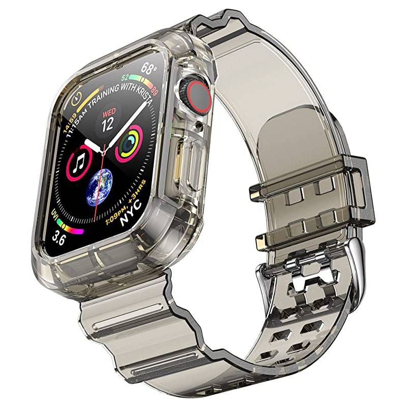 GENERICO - Carcasa con Correa Negro Traslucido Apple Watch de 42 / 44 / 45 mm