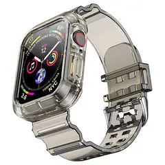 GENERICO - Carcasa con Correa Negro Traslucido Apple Watch de 42 / 44 / 45 mm