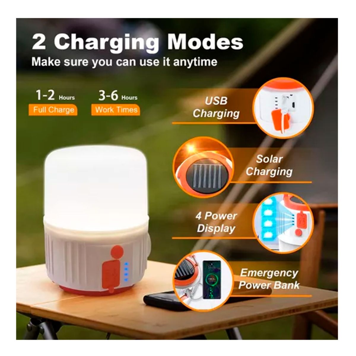 GENERICO - Lampara Solar Linterna Multifuncional Usb Carga Camping