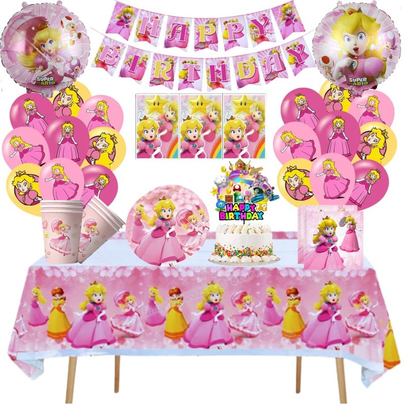 GENERICO - Pack Decoración Globos Cotillón Princesa Peach