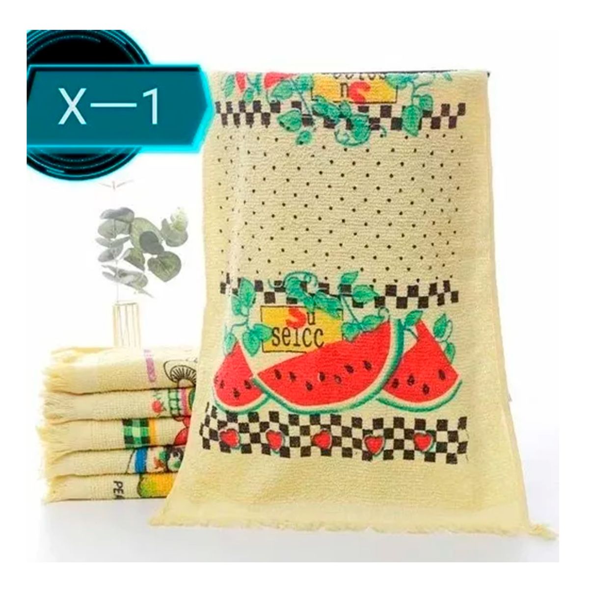 GENERICO - Set 12 Paños De Cocina Con Fleco Estampados