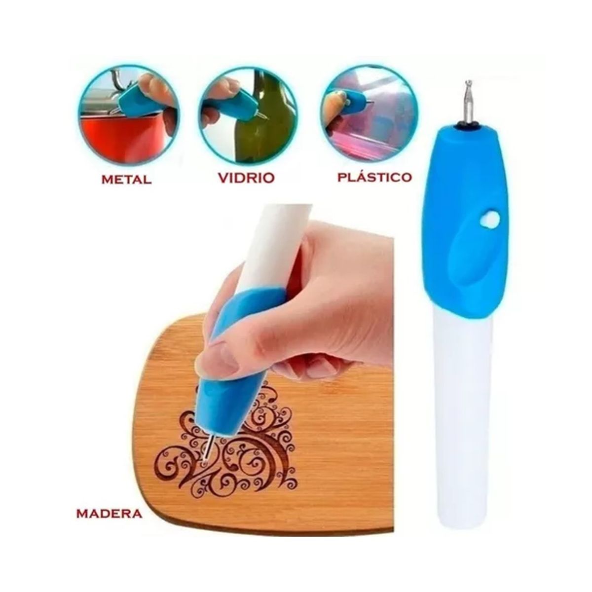 GENERICO - Lápiz Grabador Tallador Metal Plástico Vidrio Madera Cuero
