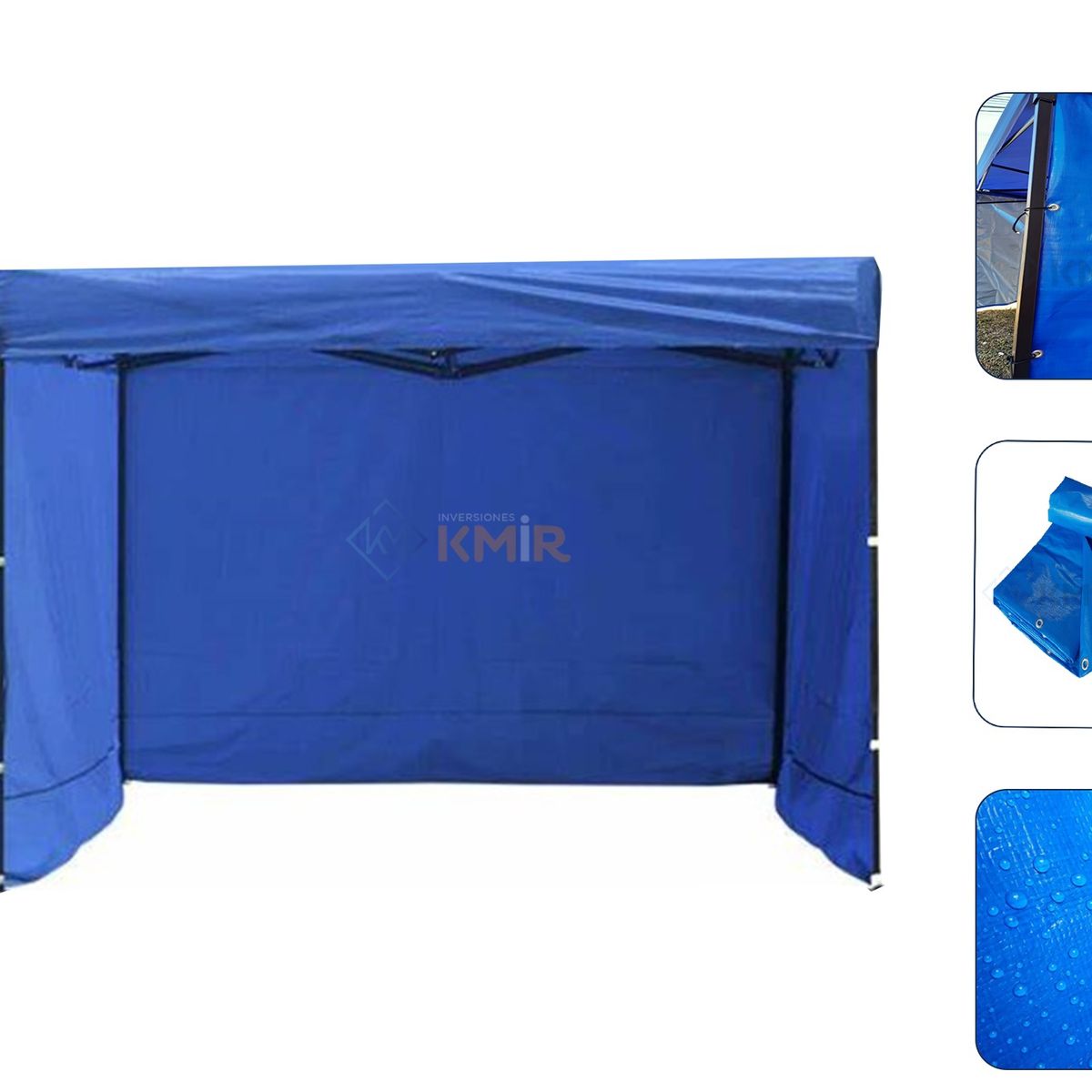 GENERICO - Lona Pared Lateral Para Toldo 3x3 Azul Con Ojetillos Metálicos