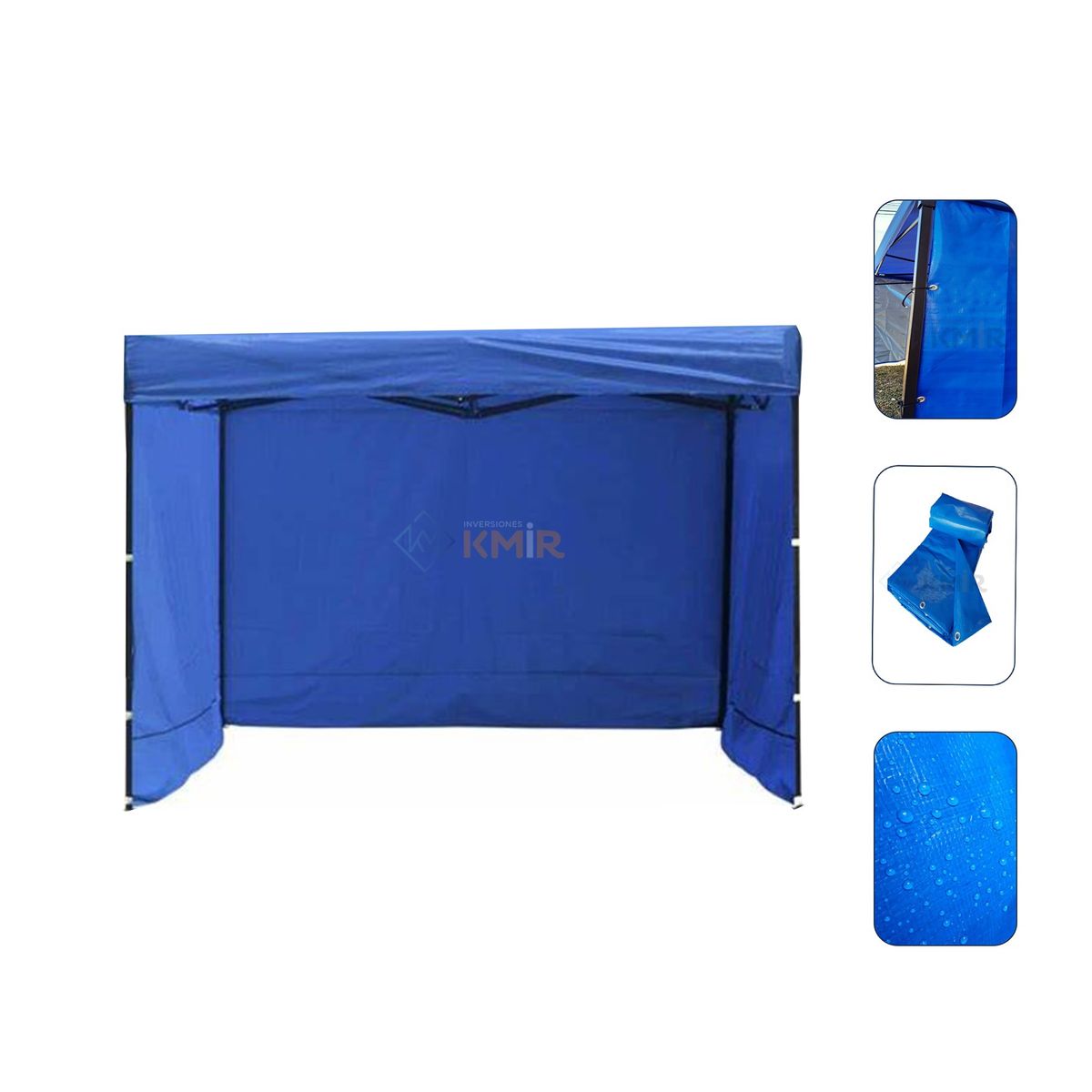 GENERICO - Lona Pared Lateral Para Toldo 3x3 Azul Con Ojetillos Metálicos