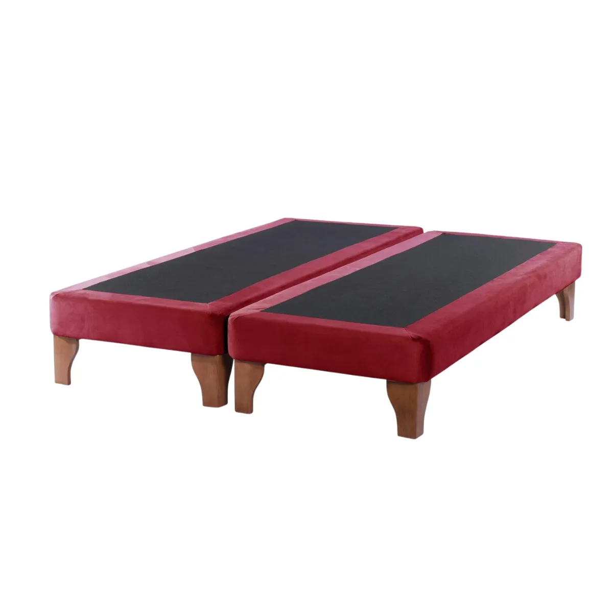 DULCES SUEÑOS - Base De Cama Europea 2 Plazas 200X150 Burdeo Felpa