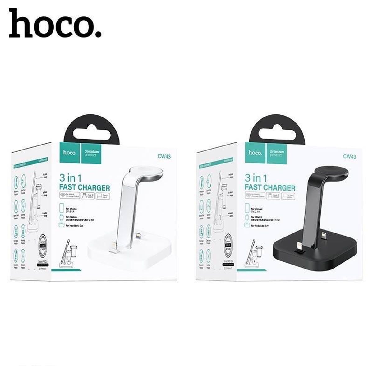 HOCO - Cargador Inalámbrico HOCO 3 EN 1 CW43  CARGA RAPIDA