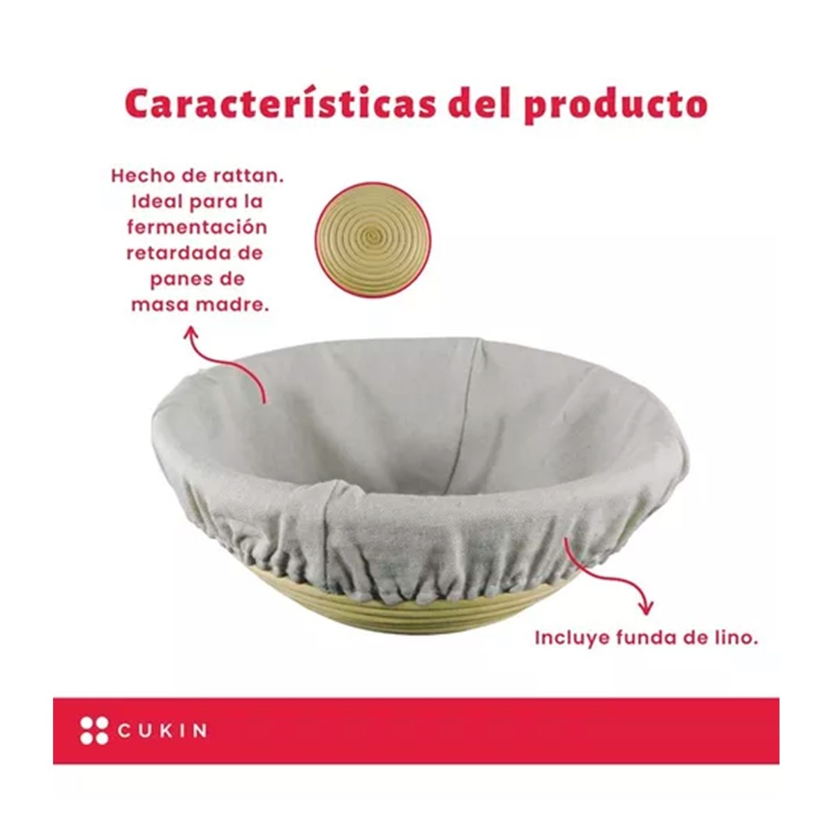 GENERICO - Banneton Redondo 20cm Cesta De Rattan