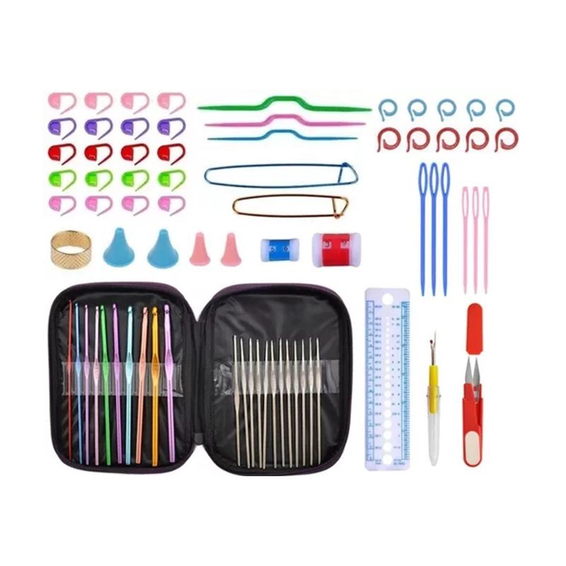 GENERICO - Set Crochet 74 Pcs Palillos Accesorios De Tejer Con Estuche